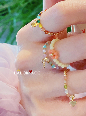 HALOkrACC韩国彩色小冰晶戒指