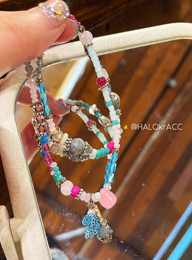 HALOkrACC韩代夏花青蓝手链