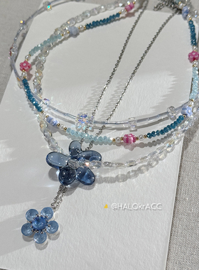 HALOkrACC韩代冰透银河蓝项链