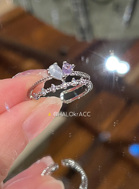 HALOkrACC韩代紫色水晶戒指