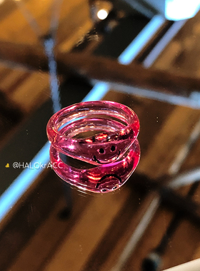 HALOkrACC韩代 金泰妍同款 浆果透明笑脸可爱亚克力戒指