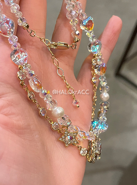 HALOkrACC韩代璀璨炫彩心项链