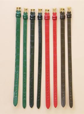 饰品表带穿八宝罗盘黄金手牌一条过手表带红黑棕色牛皮腕带