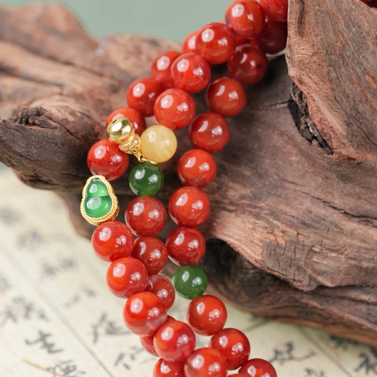 【方枪枪力荐】范语 · 南红108念珠蜜蜡翡翠18K金多宝项链,淘宝优惠券,粉丝福利购,淘宝优惠卷