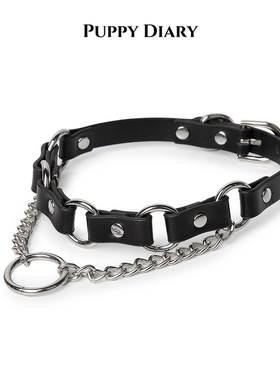 小狗日记*真皮项圈定制可刻字choker女颈链朋克风锁骨链饰品脖圈