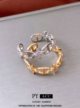 百搭女小众轻奢真金18开口鼻子