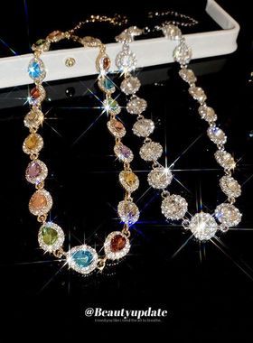 水滴高级感彩色链轻奢项链宫廷