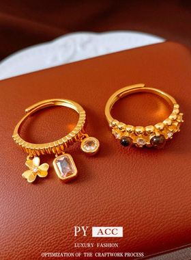 花朵宫廷风vintage电镀戒食指女