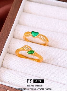 水滴简约复古小众24k宫廷风真金锆石高级感手饰戒指百搭开口电镀