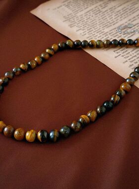 串珠毛衣链时尚项链项饰秋冬虎眼石时尚美拉德高级感小众批发新款