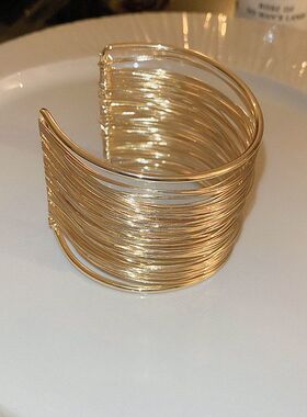 百搭宽面铁线气质多层跨境手镯