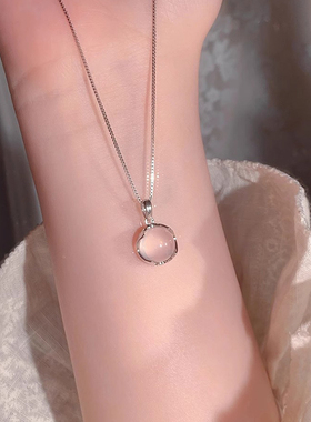 Bluehour粉水晶项链纯银