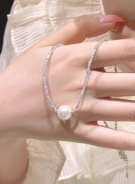 Bluehour单颗珍珠项链白玉髓