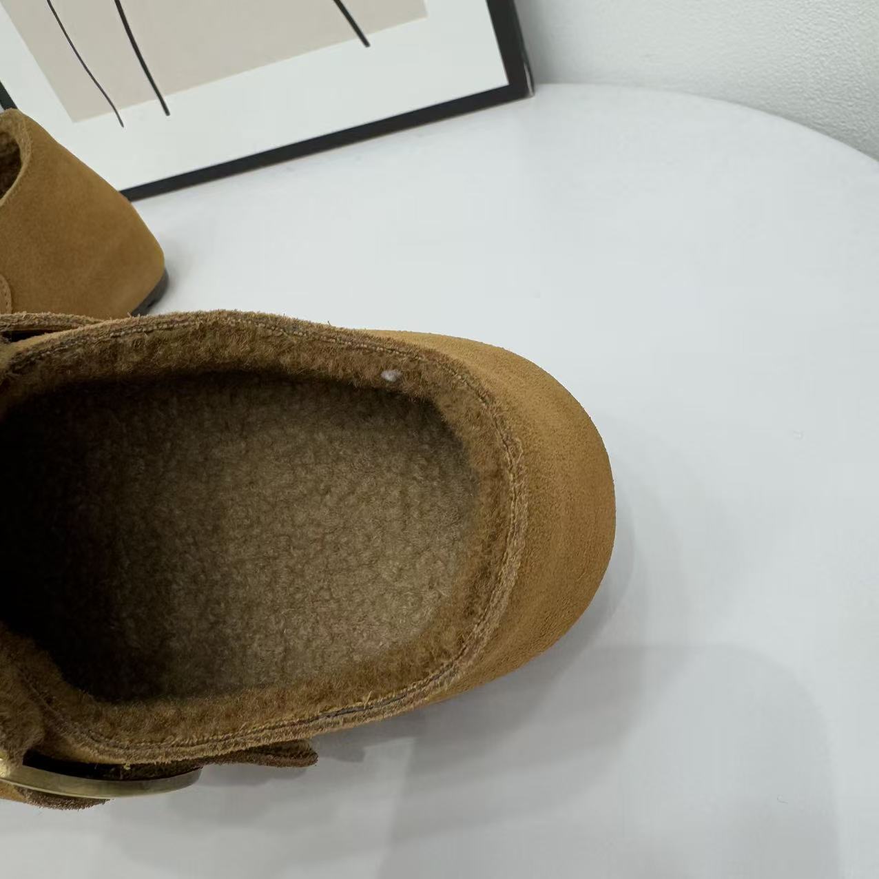 真皮羊毛加绒勃肯鞋女2025冬季新款圆头内增高加厚保暖厚底棉鞋潮 - 图2