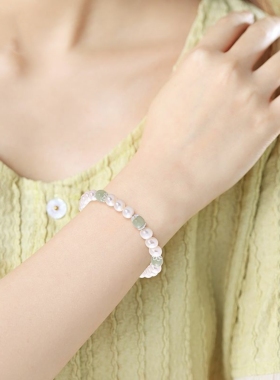 S925纯银简约和田玉珍珠手链复古知性气质高级感女士手饰节日礼物