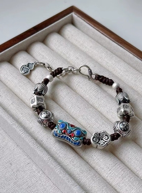 新款足银3D醒狮手链999足银祥云平安原创手链复古轻奢款送朋友