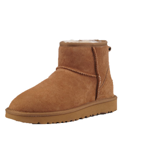 河南桑坡羊毛皮毛一体雪地靴女2023新雪地靴冬季保暖中筒加厚防滑 - 图3