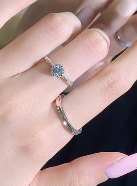 I Do&Co. 星环情侣对戒轻奢小众S925银男女单戒 圣诞礼物送男女友