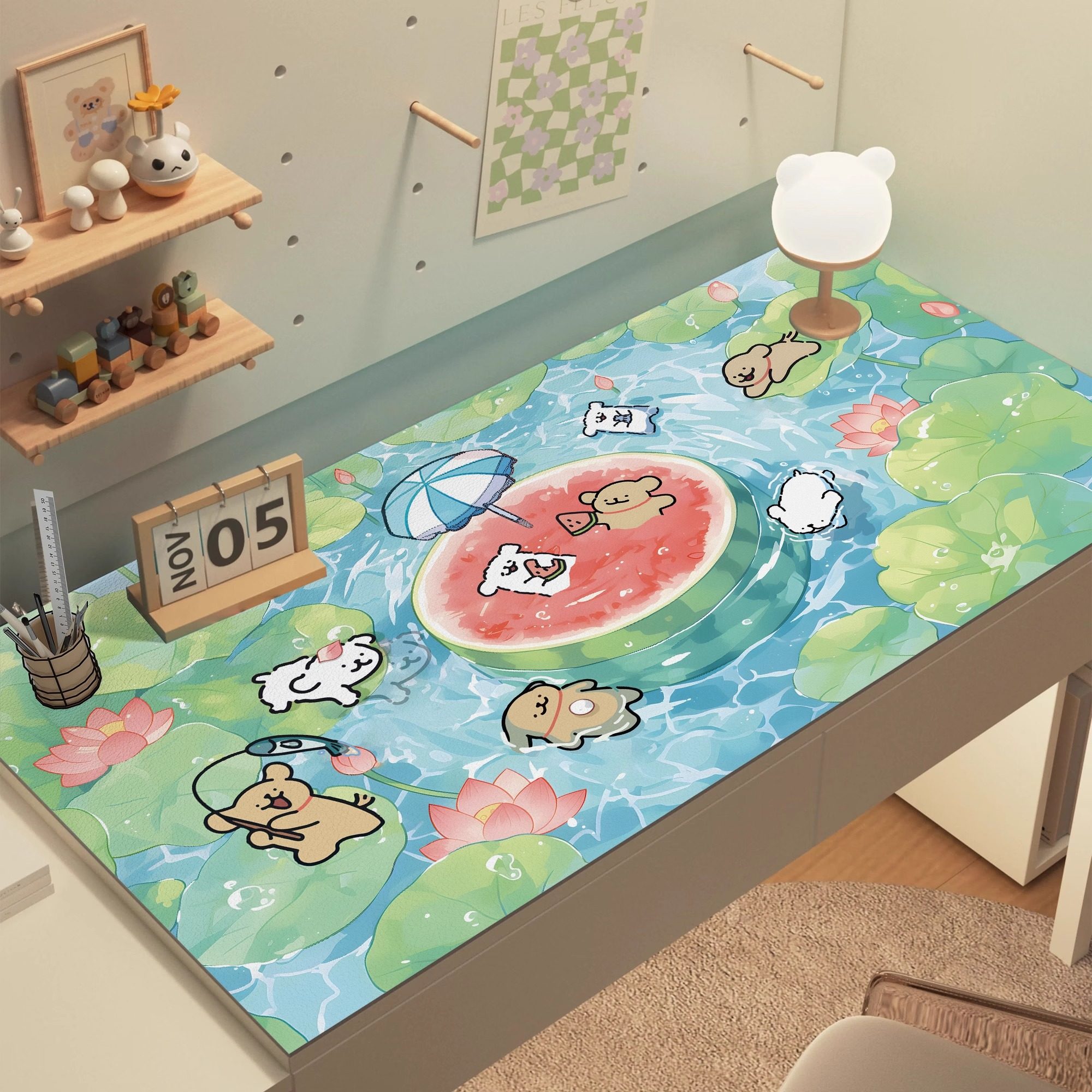 线条小狗学生宿舍书桌垫环保蓝色系防水垫子儿童写字台护眼书桌布,淘宝优惠券,粉丝福利购,淘宝优惠卷