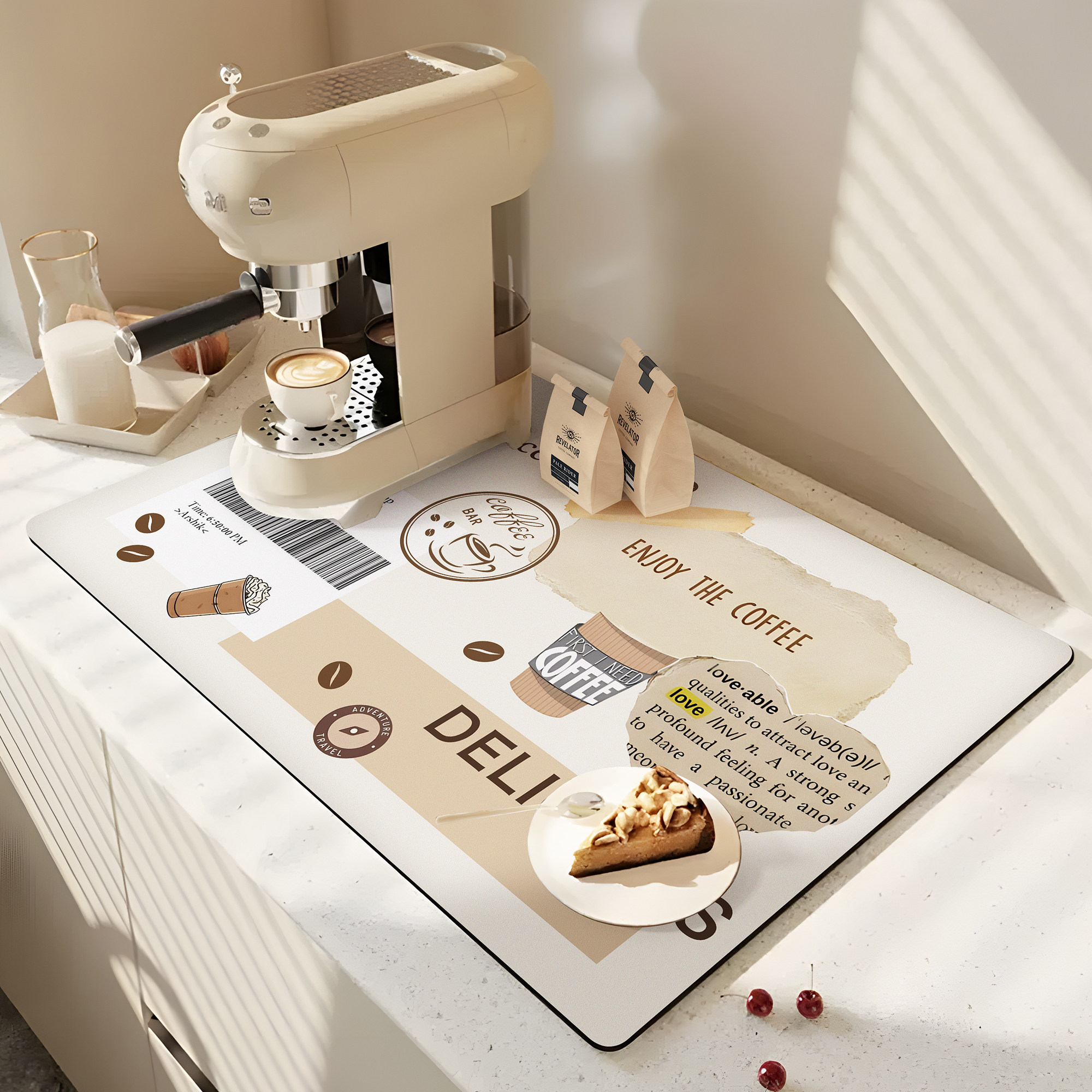 咖啡机吸水垫硅藻泥厨房台面沥水垫餐具碗盘垫速干隔热杯垫控水垫,淘宝优惠券,粉丝福利购,淘宝优惠卷