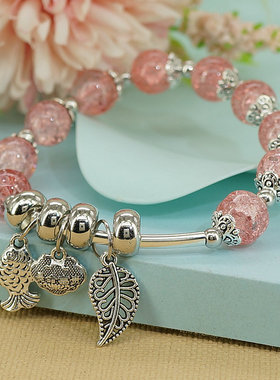 女韩版简约小清新爆花晶串珠手链