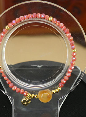 清仓甩！！夏日清新ins风少女水晶手工串珠手链弹力石头可爱手环