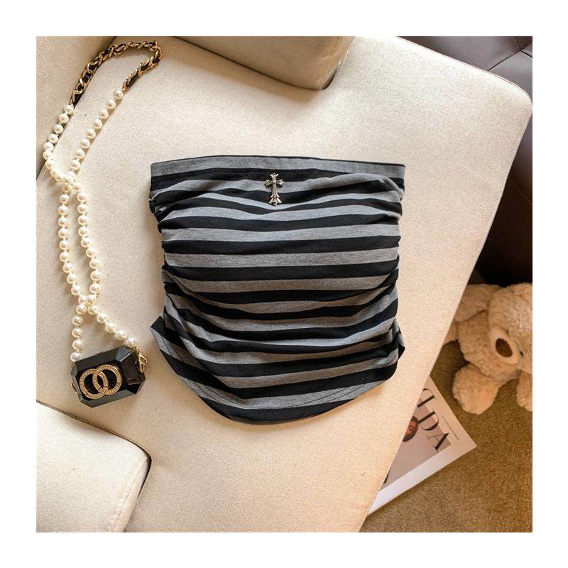 甜辣妹撞色条纹抹胸背心女夏款外穿胸垫一体裹胸纯欲卡腰无袖上衣,淘宝优惠券,粉丝福利购,淘宝优惠卷