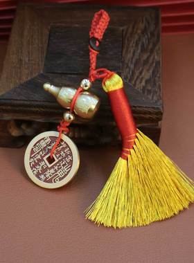新款创意沙金扫把簸箕钥匙扣装饰