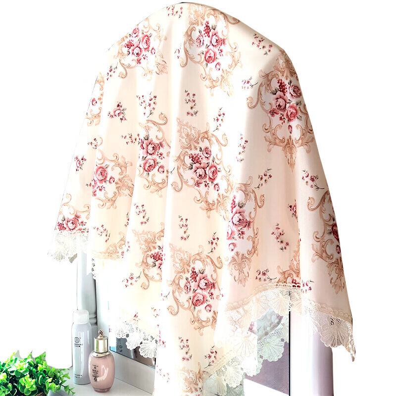 镜子遮挡布梳妆台罩遮挡帘蕾丝欧式现代简约卧室多用王妃花园紫色-图2