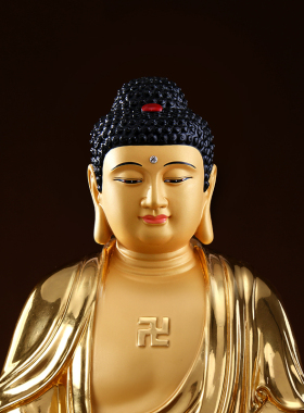 速发纯铜贴金释迦摩尼佛像释厅牟尼佛铜像三宝佛像家用客迦摆佛供