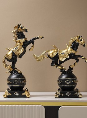 速发招财马电视柜酒柜摆家轻奢高成客厅件居装饰办公室马到档功工