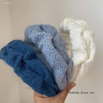 Klein blue wool headband high skull pleat women's wide-brimmed headband 2024 new high-end face wash hairpin