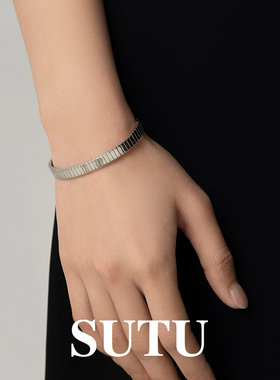 素图弹力手镯个性小众百搭纯银女