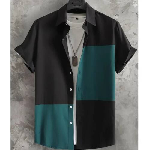 夏季短袖宽松数码印花休闲薄款衬衫男 Printed casual thin shirt - 图0