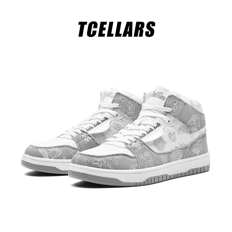 TCELLARS男鞋2025春秋季高帮鞋子青少年中帮运动休闲板鞋百搭潮鞋
