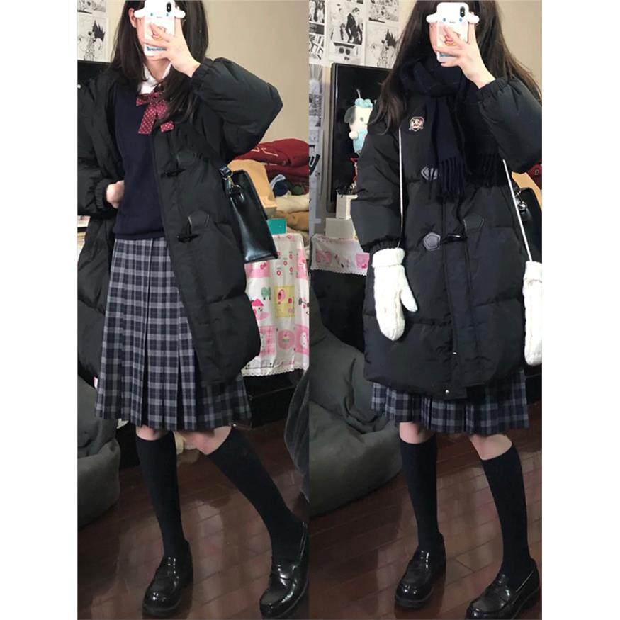 2025新款小个子韩系棉衣棉服女中长款牛角扣棉袄学院风加厚外套冬,淘宝优惠券,粉丝福利购,淘宝优惠卷