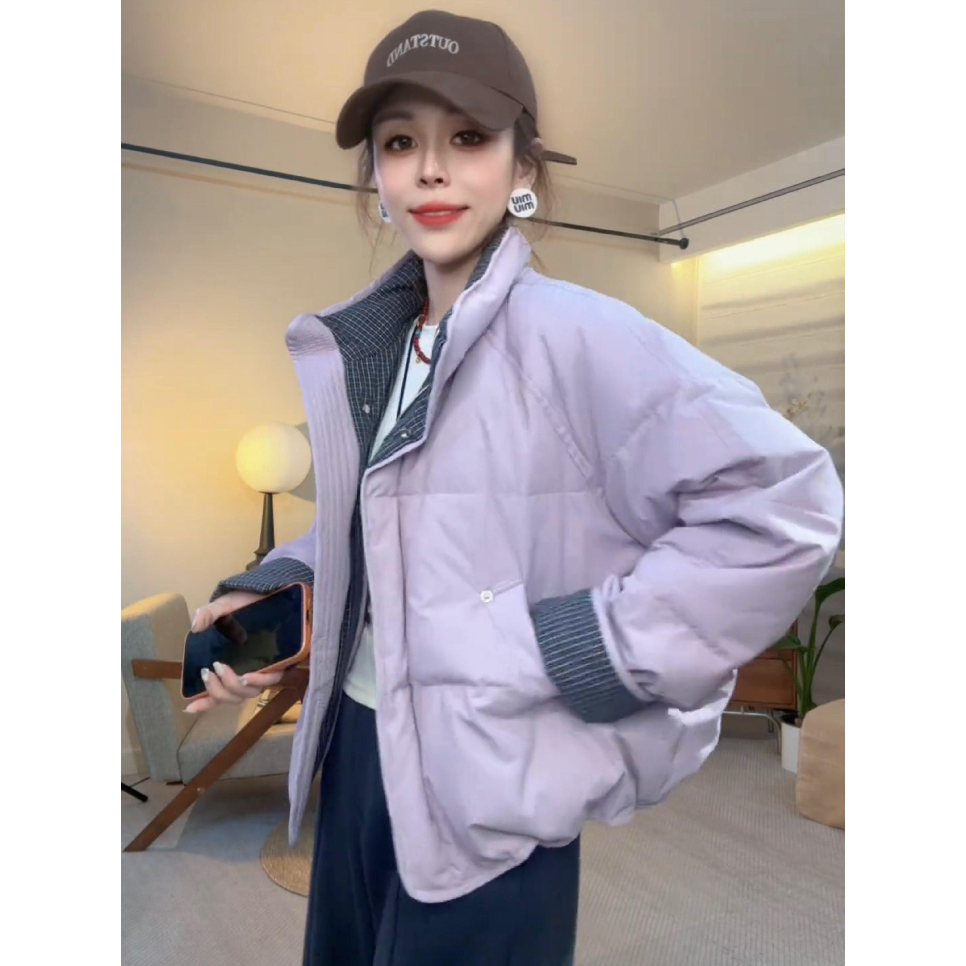 韩系时尚减龄短款棉衣棉服女冬季立领面包服小个子拼接棉袄厚外套,淘宝优惠券,粉丝福利购,淘宝优惠卷