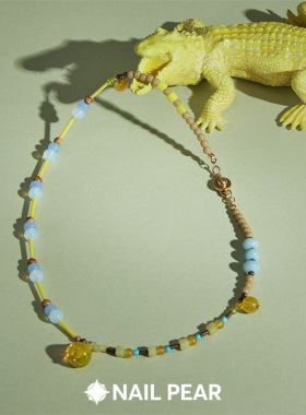 NP钉梨「日落果梢」独立设计原创小众撞色水果青提雪梨串珠项链