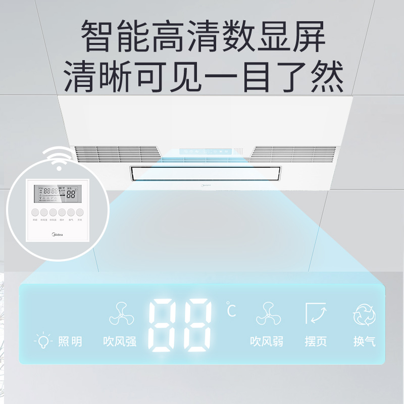 美的凉霸厨房专用嵌入式集成吊顶吹风照明三合一换气扇冷霸冷风机 - 图2