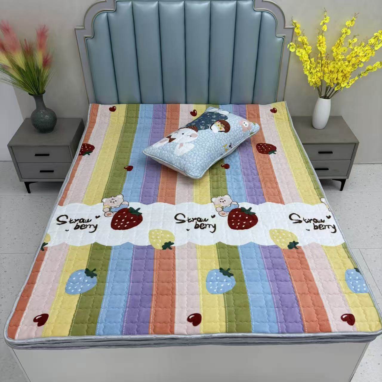 A类牛奶绒床护垫加绒床褥子秋冬保暖夹棉牛奶绒星星床护垫,淘宝优惠券,粉丝福利购,淘宝优惠卷