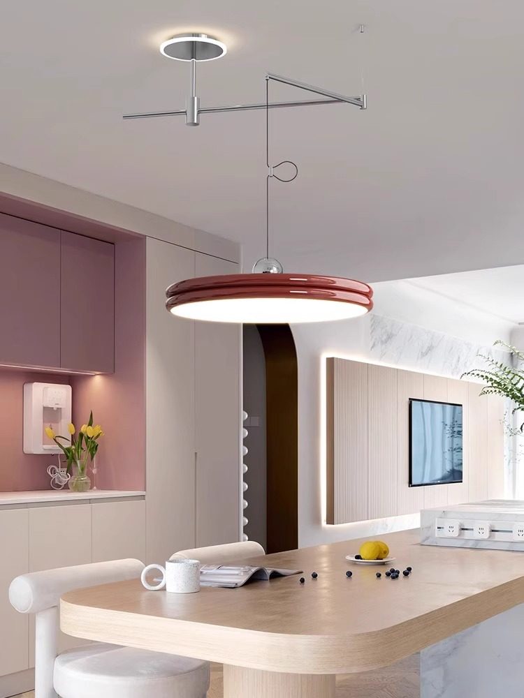 全光谱摇臂飞碟餐厅吊灯包豪斯风吧台现代简约可移位饭厅餐桌灯具,淘宝优惠券,粉丝福利购,淘宝优惠卷