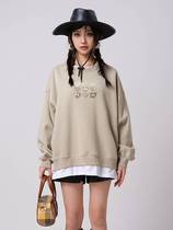 The Building Manifesto Loving and False Two Wearing Lazy Wind with Relaxed Ocean Qi and less Hood Round Collar Long Sleeve Blouses