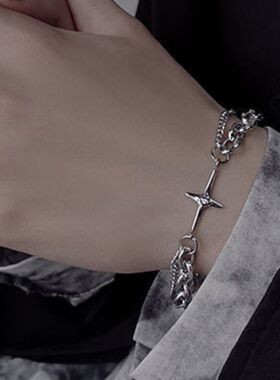 手链男潮高级感ins钛钢小众男士饰品冷淡女首饰嘻哈男生手饰