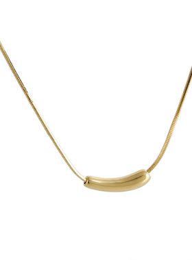 金色茄子项链女款2024小众素链毛衣链高级感秋冬配饰