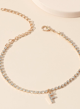 姓氏字母脚链英文字母脚链嘻哈沙滩脚饰ins女个性情侣