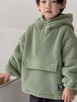 Male and female children Garage thickened necropolis The new Korean version of the Korean version CUHK Childrens integrated suede baby Lianhood Livewear