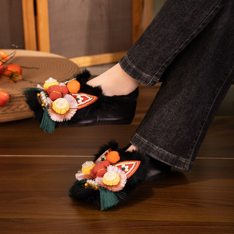 冬款虎头鞋女成人加绒棉鞋复古国风绣花保暖鞋加绒加厚老北京布鞋,淘宝优惠券,粉丝福利购,淘宝优惠卷