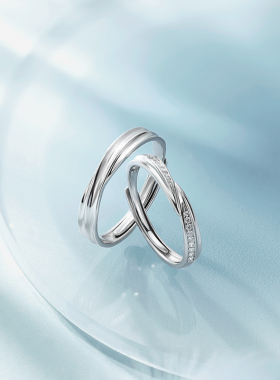 周六福S925银莫比乌斯环对戒男女戒简约情侣圣诞礼物