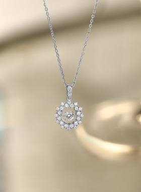 周六福风中月影项链女蒲公英链坠S925银时尚百搭送女友节日礼物