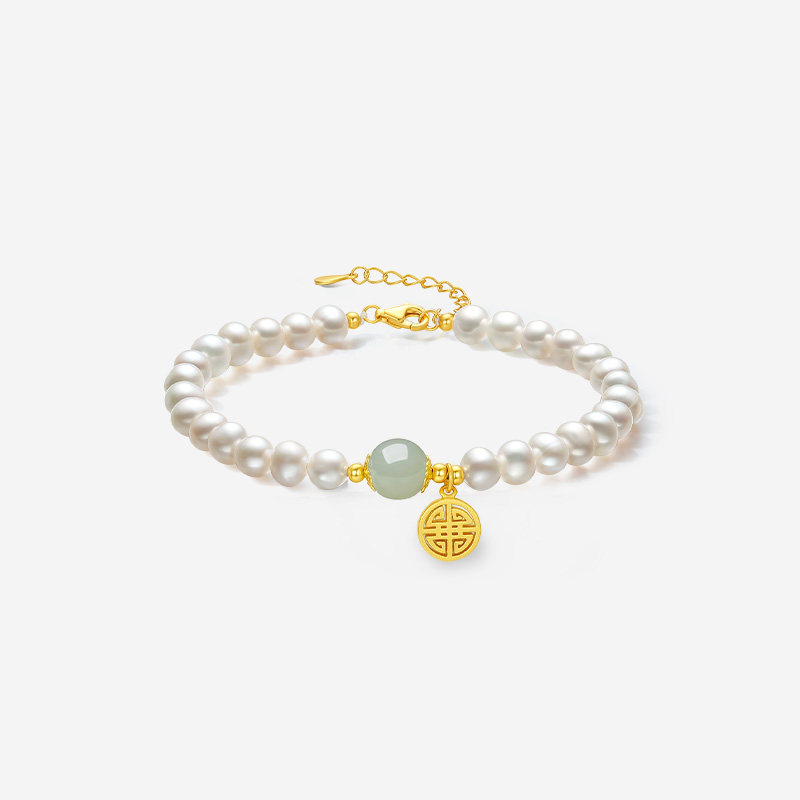 周六福饰品淡水珍珠手链女S925银串珠韵送女友新年礼物